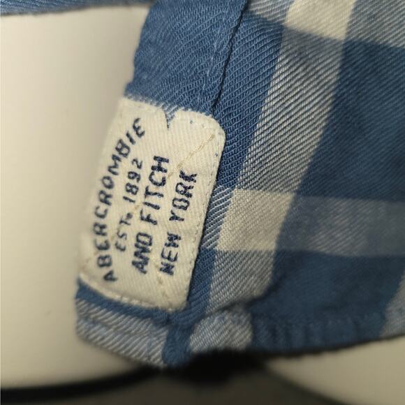 Ambercrombie & Fitch Womens Medium Button Up Shirt Blue Plaid Casual Lightweight - Picture 5 of 12